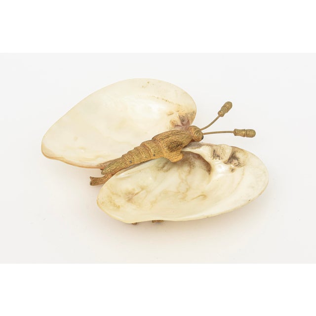 Modern Coastal Shell and Gold Plated Butterfly Bowl or Ring Dish For Sale - Image 3 of 9