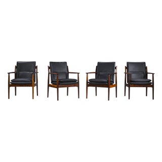 Danish Model 431 Armchairs in Leather by Arne Vodder for Sibast Møbler, 1960s, Set of 4 For Sale