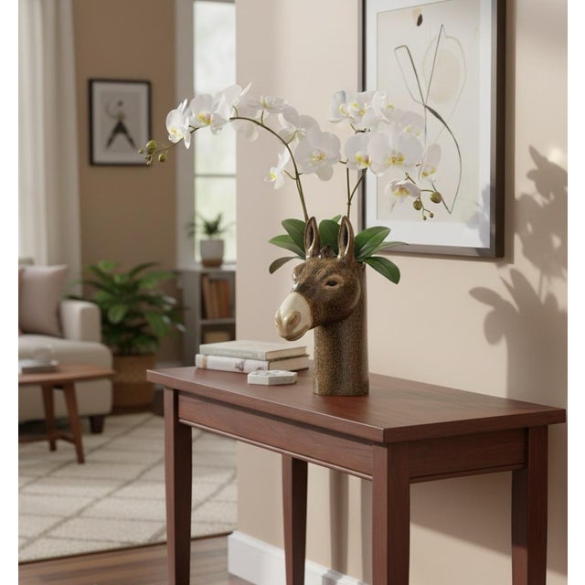 Coffee Glazed Ceramic Donkey Head Vase For Sale - Image 8 of 9