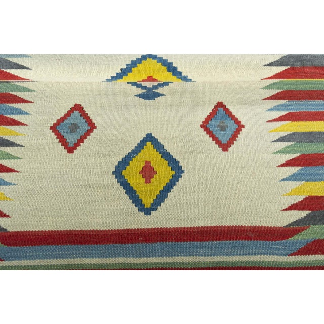 Beige Handwoven Kilim Rug For Sale - Image 8 of 9