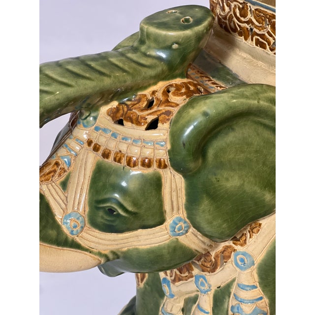 Vintage Glazed Ceramic Elephant Garden Stool For Sale In Philadelphia - Image 6 of 12