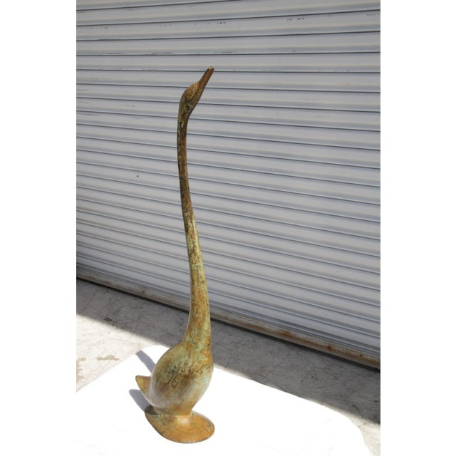 Vintage 30" Bronze Swan Sculpture For Sale - Image 9 of 12