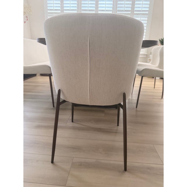 Arhaus Arhaus Dining Table With 4 Upholstered Chairs + Bench in Excellent Condition For Sale - Image 4 of 14