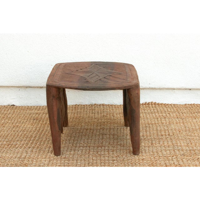 Rare Carved Leaf Top African Table For Sale - Image 4 of 8