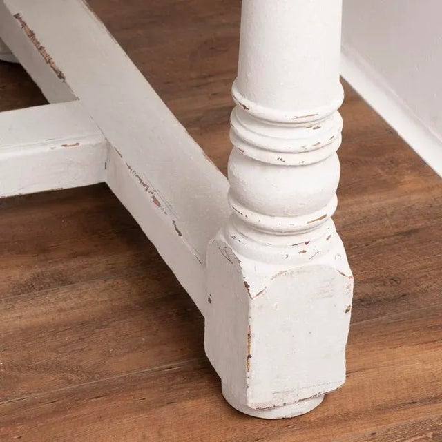 Mid 20th Century Vintage Long Refectory Dining Table Painted Gray From France For Sale - Image 5 of 7