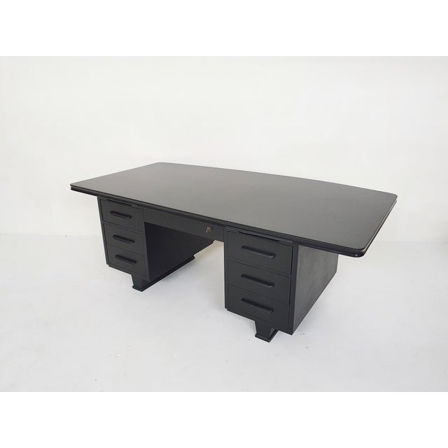 Wood Large Black Wooden Executive Desk, 1960s For Sale - Image 7 of 18