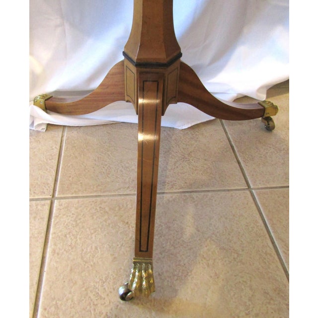 1970s Baker Stately Homes Collection Parquetry Tripod Accent Table For Sale - Image 9 of 14