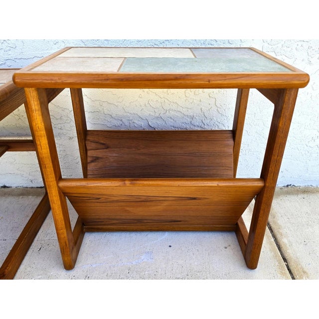 Vintage Mobelfabrikken Toften Danish MCM Solid Teak & Tile Coffee & Side Table For Sale - Image 9 of 12