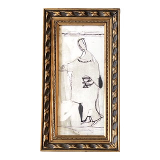 1970’s Vintage Original Black Marker Drawing Vintage Frame For Sale