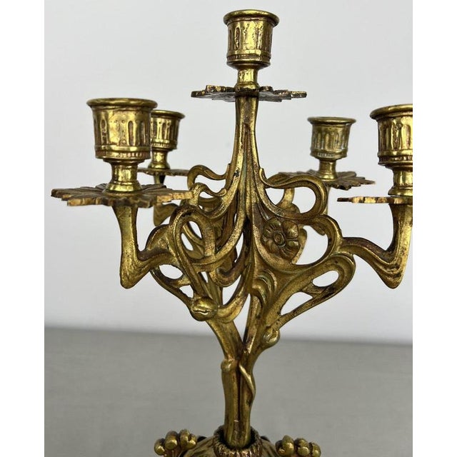 Vintage French Ornate 5-Arm Candelabras, Set of 2 For Sale - Image 10 of 14