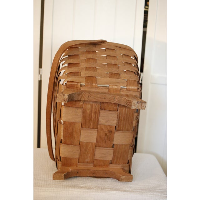 Antique White Oak Large Gathering Basket Handcrafted in Vermont by Basketville For Sale - Image 10 of 12