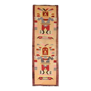 Vintage Zabihi Collection Pictorial Buddhist African Kilim Runner - 2' x 6'2" For Sale