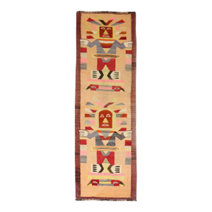 Zabihi Collection Pictorial Buddhist North African Kilim Runner