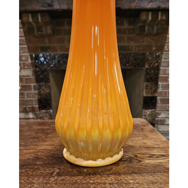 Orange Orange, L. E. Smith Mid 20th Century Swung Glass Vase, in the "Bittersweet" Pattern For Sale - Image 8 of 11