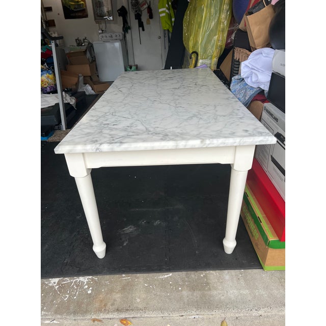 Vintage Williams Sonoma Carrara Marble Table For Sale - Image 9 of 16