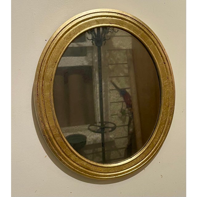 Pair of Vintage Gilt Oval Mirrors For Sale - Image 4 of 11