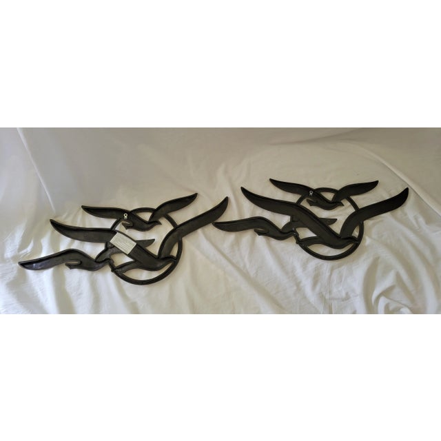 Pair of Vintage modernist bird wall art pieces. I believe they are supposed to be Seagulls. Made of molded plastic...