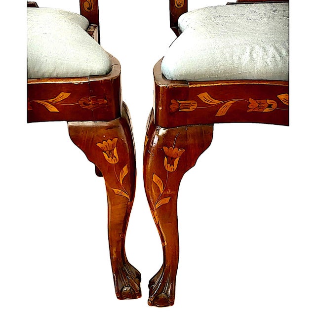 Pair of 19th-Century Dutch-Style Inlaid Side Chairs For Sale - Image 11 of 13