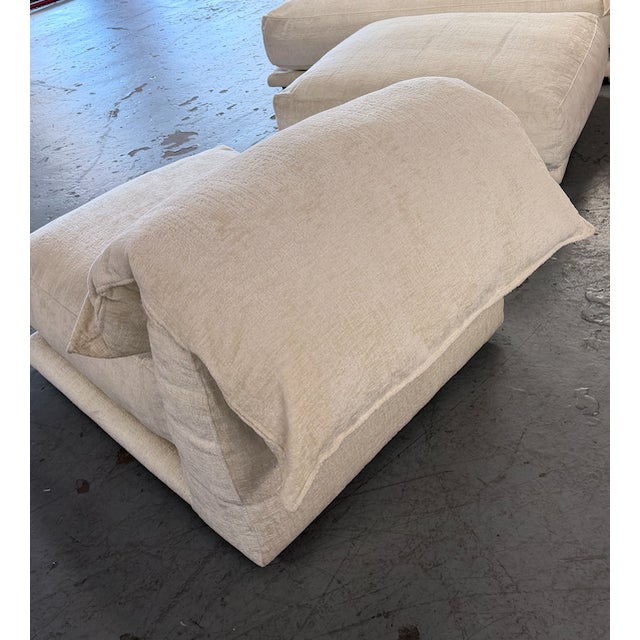 Montauk "Jill" Modular Sofa in Cream Off-White Velvet With Armless Chaise and Chair For Sale - Image 12 of 18