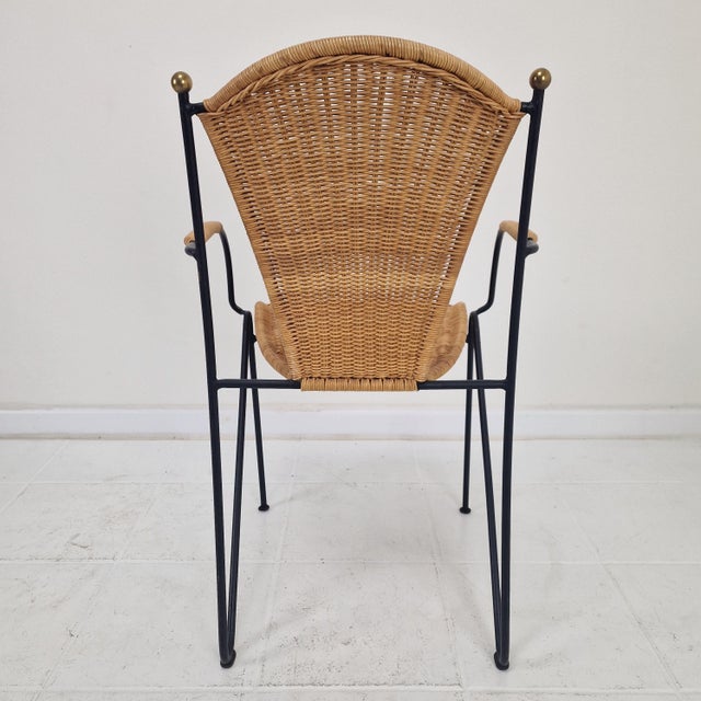 Vintage Wicker and Iron Armchairs by Frederic Weinberg, 1950s, Set of 8 For Sale - Image 9 of 18