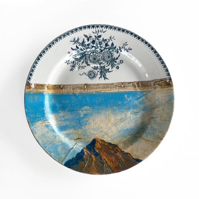 Shabby Chic "Mountain Chalet" Original Wall Art Composition of Decorative Plates Painting Installation - Set of 8 For Sale - Image 3 of 18