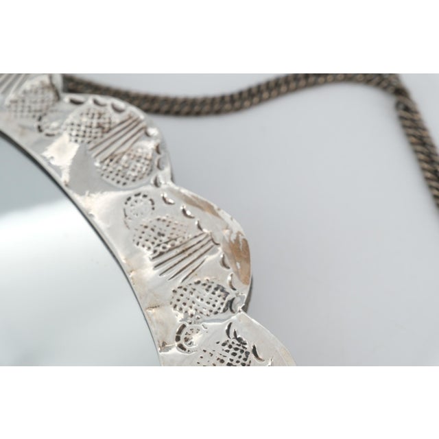 Vintage 900 Silver Floral Repoussé Hanging Mirror, 1940s For Sale - Image 6 of 8