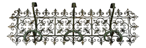Antique Green Wrought Iron Wall Coat Rack with Floral Decorations, 20th Century