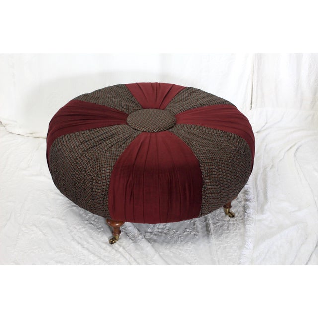1990s Ottoman With Velvet Pinwheel Design For Sale - Image 12 of 12
