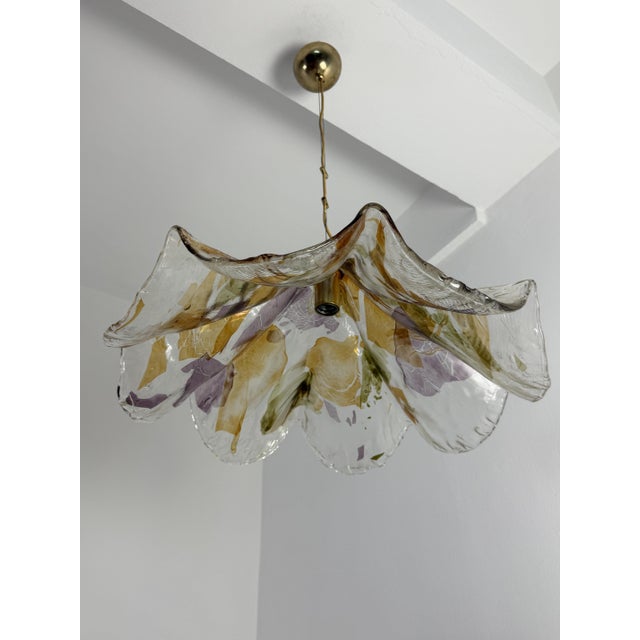 Large Murano Glass and Brass Chandelier from La Murrina, 1970s For Sale - Image 3 of 16