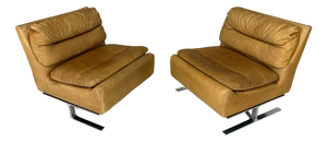 Special Lounge Chairs in Leather and Chrome, 1960s, Set of 2