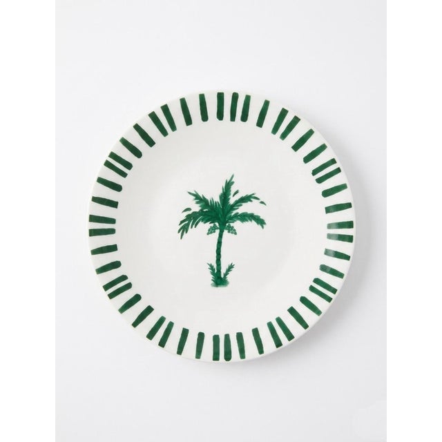 Coastal Set of Six Fern & Co. For Anthropologie "Palm Tree" Salad Plates For Sale - Image 3 of 12