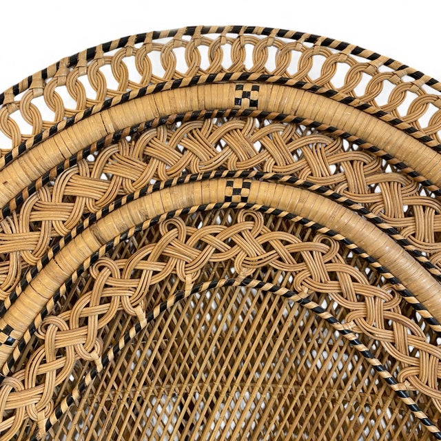 Wood Peacock Rattan Lounge Chairs, 1970s, Set of 2 For Sale - Image 7 of 10