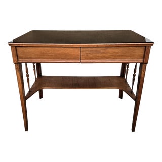 Mid-Century Art Deco Italian Walnut Burl Glass Writing Desk Table, 1940s For Sale