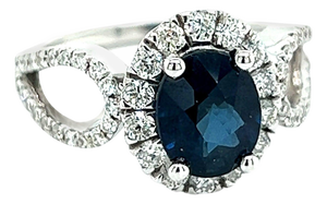 Natural Sapphire Diamond Ring Size 6.25 14k W Gold 2.93 TCW Certified