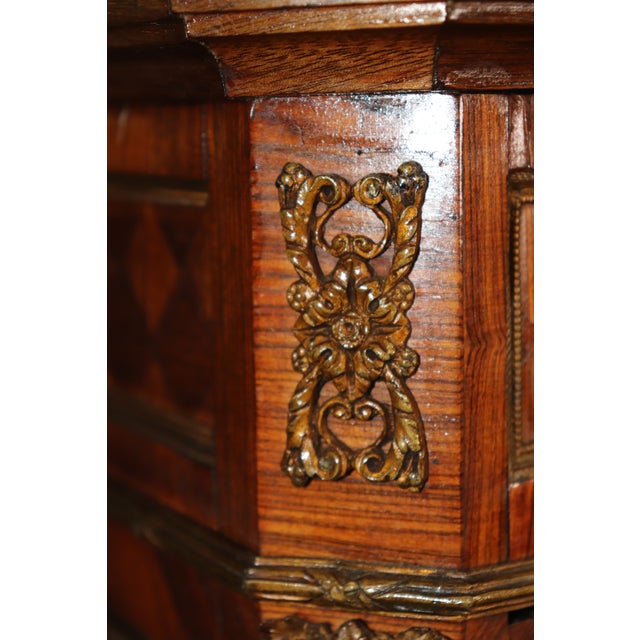19th C French Louis XV Style Bronze Ormolu Mounted and Parquetry Inlaid Vitrine. For Sale - Image 13 of 14