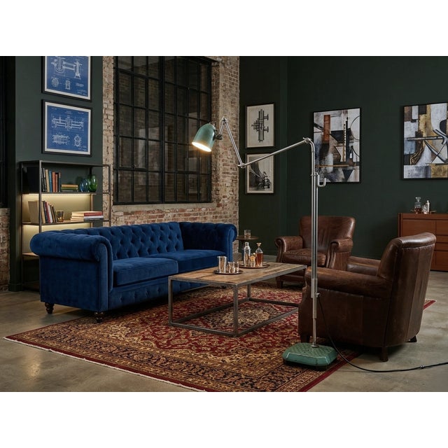 Industrial Adjustable Floor Lamp in Green Hammertone, 1960s For Sale - Image 11 of 12