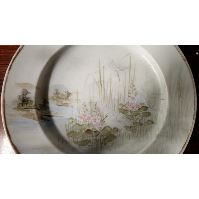 Japanese Antique Japanese Fine Porcelain Hand Painted Lg. Round Serving Platter For Sale - Image 3 of 13