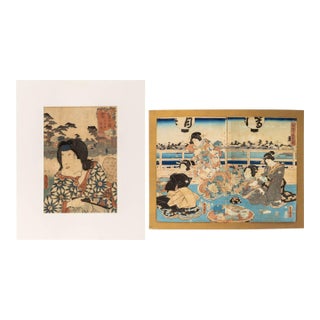 Utagawa Kunisada Figural Woodblock Prints, 2 For Sale