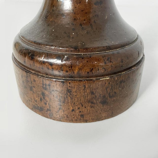 Italian Round Doorstop in Turned Wood, 1930s For Sale - Image 9 of 11