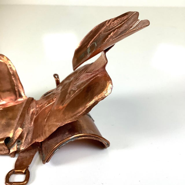 Cowboy Thin Copper Sculpture Figure Western Chaps Saddle Vintage 7.5”l Brutalist For Sale - Image 10 of 11
