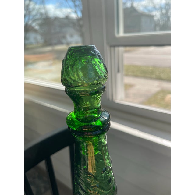 Mid-Century Modern Mid 20th Century Empoli Green Wave Pattern Decanter For Sale - Image 3 of 10