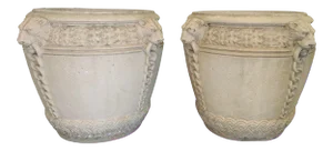 Vintage Concrete Lion Planters - a Pair