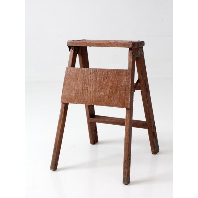 Antique Folding Wooden Step Ladder For Sale - Image 11 of 16