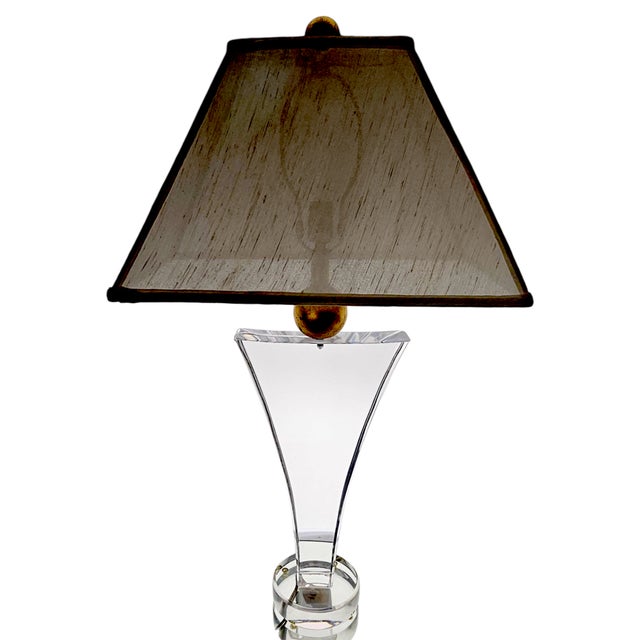 Postmodern Postmodern Wescal Sculptural Lucite & Gold Leaf Accent Lamp For Sale - Image 3 of 15