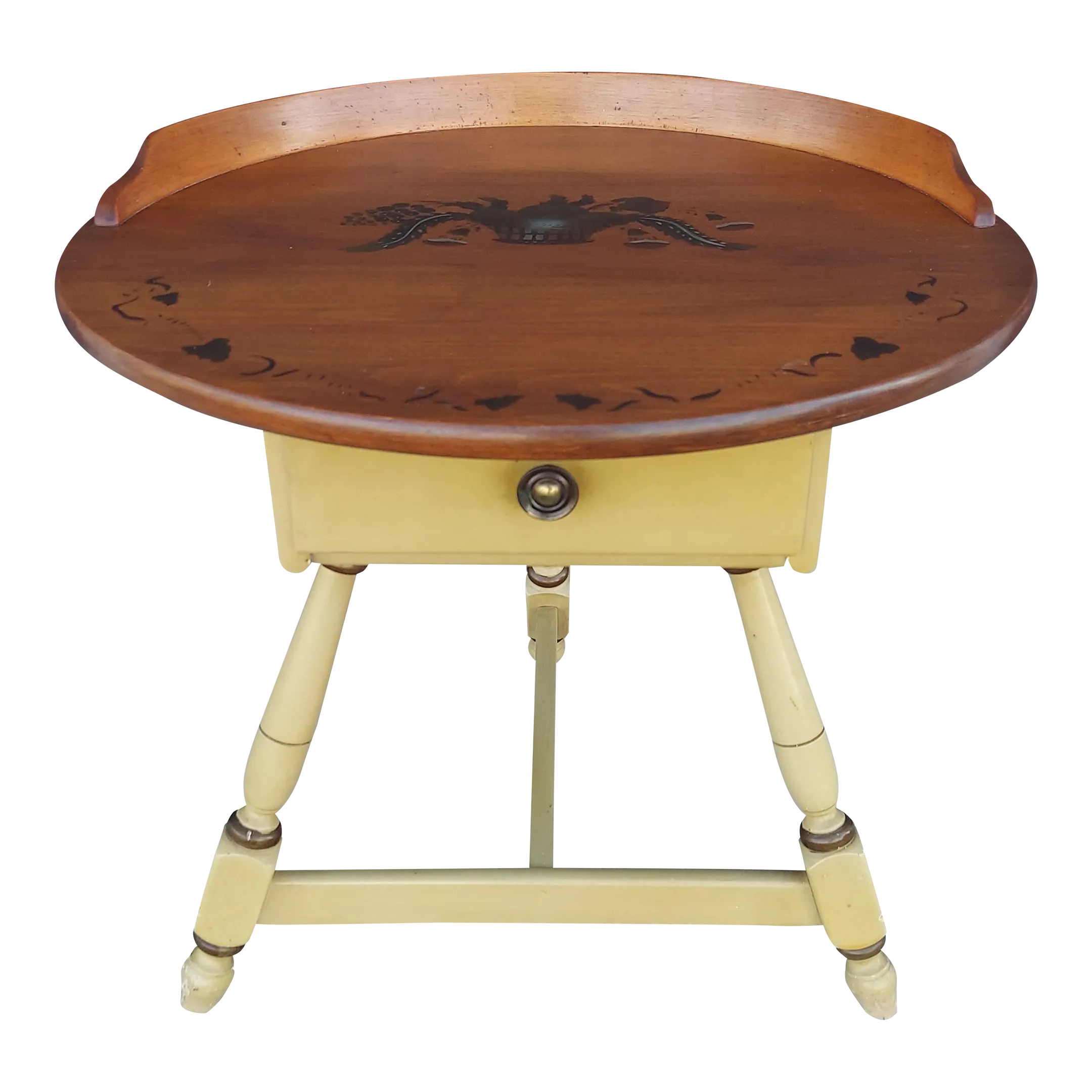 1940s Vintage Heywood Wakefield Round Side Table | Chairish
