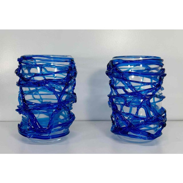 This pair of Art Deco–style vases was produced in Italy, more precisely in Murano (Venezia), the world’s capital of glass...