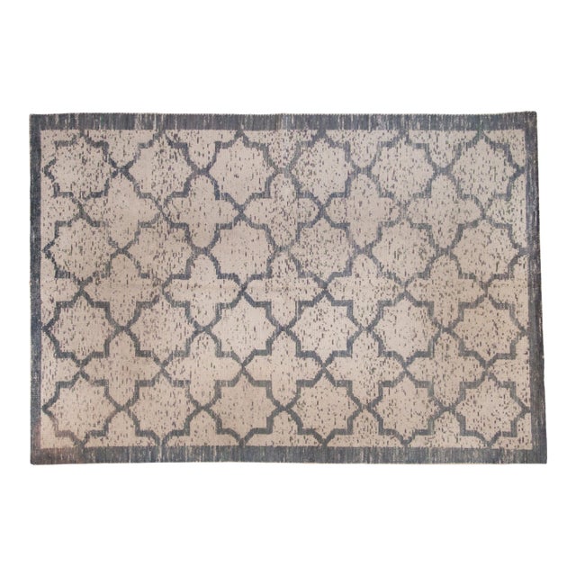Distressed Indian Moroccan Design Carpet - 6' x 8'9" For Sale