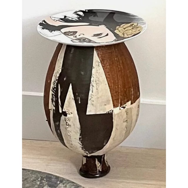 Circa 19th Century Wabi-Sabi Ceramic Paper Metal and Cork Tea Bottle or Vessel For Sale - Image 14 of 15