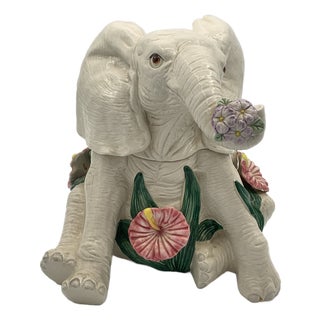 Fitz and Floyd Elephant Cookie Jar Rare For Sale