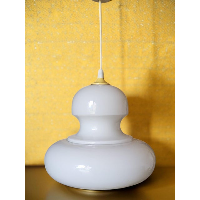 Opaline Glass Pendant Light, 1970s For Sale - Image 3 of 8